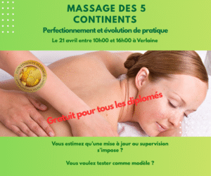 Massage des 5 continents : perfectionnement et évolution pratique - GRATUIT Recyclage M5C
