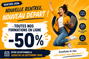 Illustration de formations en ligne à 50%